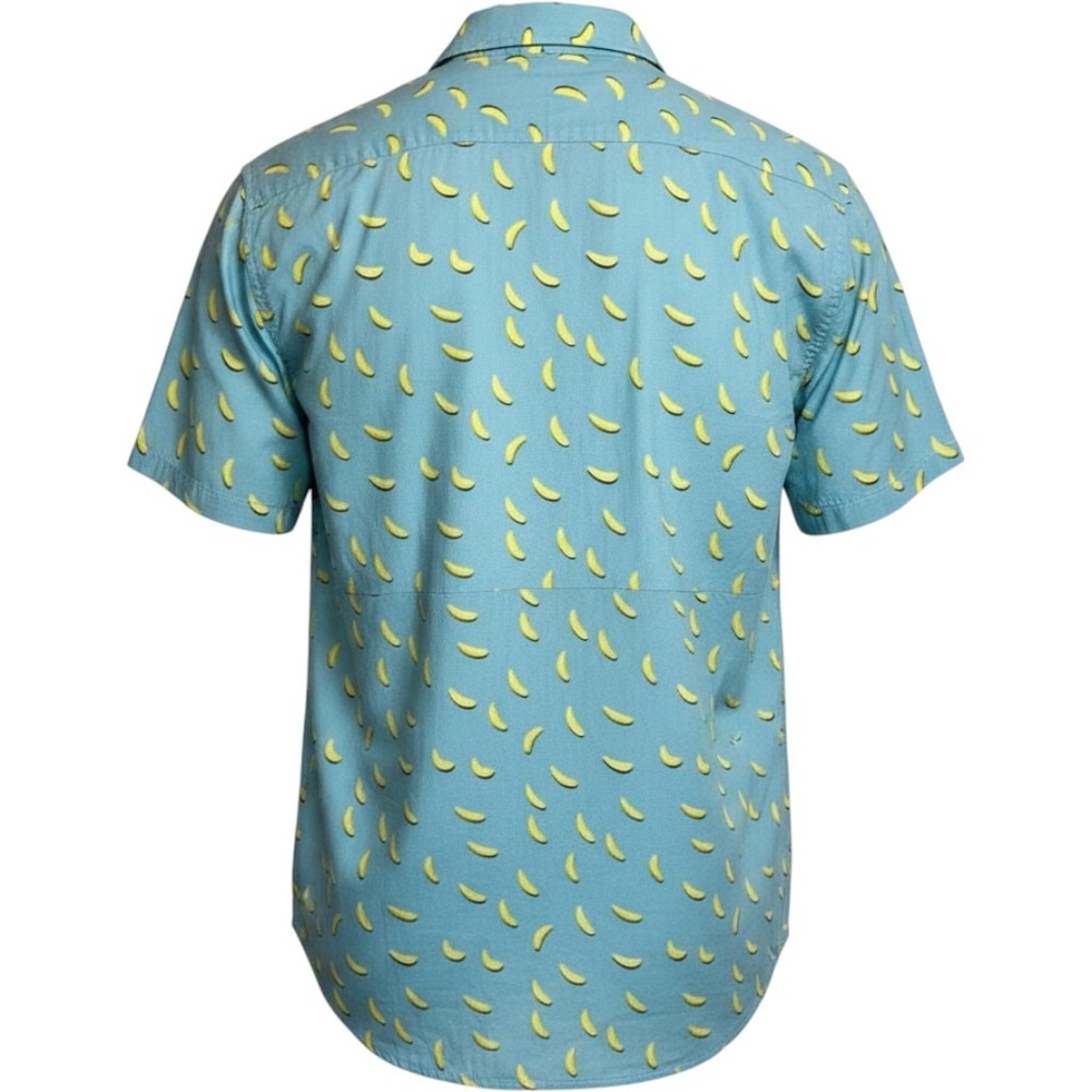 Zesties Retro 80s Style Lime Wedge Beach Shirt Button Short Sleeve Blue Size XL - Picture 2 of 9